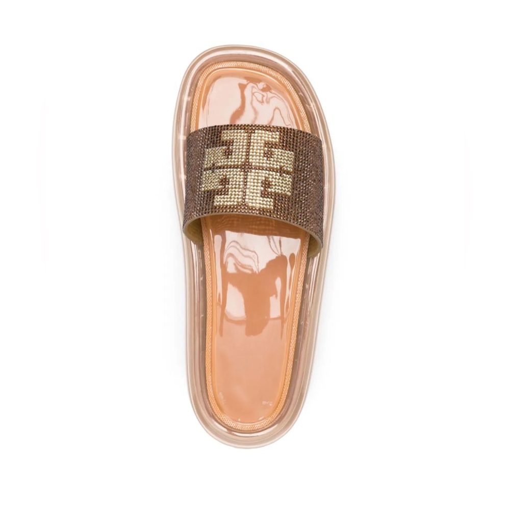 Tory Burch Crystal Bubble Jelly Slide Sandal in Clay/ Peanut Size 10